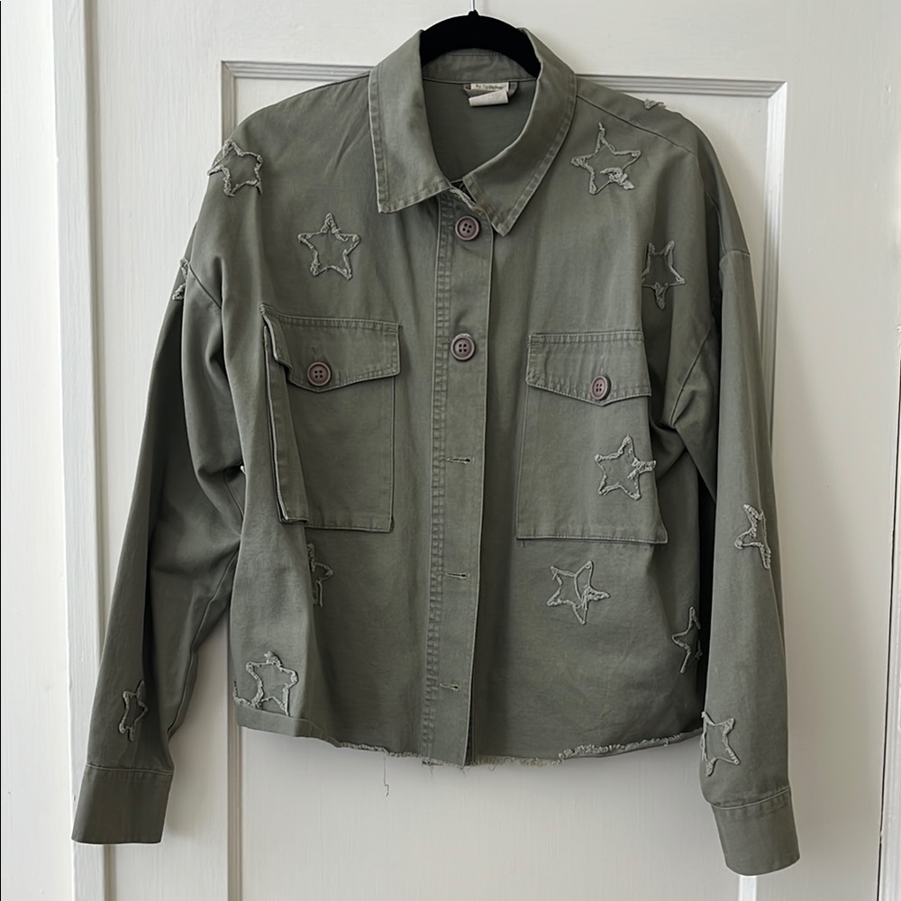 Embroidered Star Olive Green Jacket
